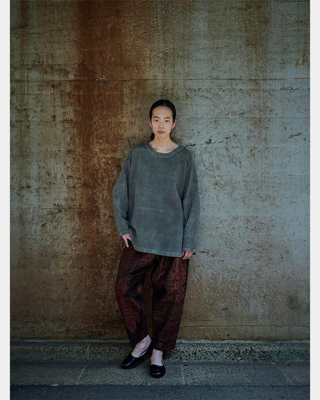 Sumi-Dyed 6ply Khadi Long Pullover SUMI-GRAY